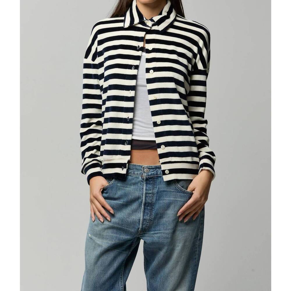 NEW ASHER teri cardigan in natural navy